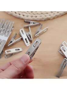20/40pcs Stainless Steel & Wooden Clothespins, Drying Clips For Hanging Clothes, Bedding, Windy Drying Clip