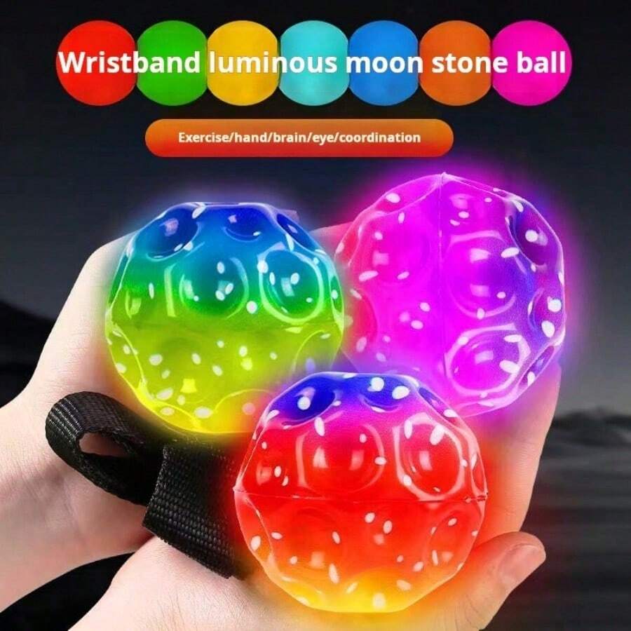 Pelota de rebote elástica con piedra lunar para la muñeca, de alta elasticidad y que brilla - Multicolor - Ver 1