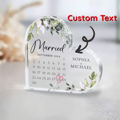 Regalo de boda personalizado, placa acrílica de calendario de matrimonio, regalo de boda para la pareja, regalo de placa de matrimonio para la pareja, regalo conmemorativo de boda, placa acrílica, hogar y vida, ambiente navideño del hogar, renovación otoñal del hogar, armonía del hogar