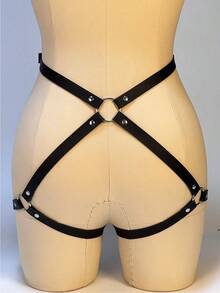 1/2 piezas Sostén de estilo punk sexy ajustable para mujeres con correas de sujeción para el pecho y el cinturón de ata a la cadera, accesorio de disfraz para celebraciones y fiestas, adecuado para uso diario y para fechas de festival