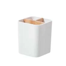 1个竹制浴室牙刷架，三槽牙刷牙膏收纳架，台面电动牙刷、牙线、剃须刀收纳架 - 易于清洁和存放，无需安装，为您的浴室增添自然气息！（黑色、白色） - 彩色 - 查看 10