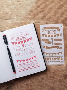 12/20/30 件报纸会计笔记本绘图模板 DIY 剪贴簿镂空花卉边框尺子 - 白色 - 查看 4