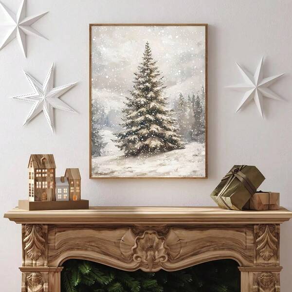 1pc Framed/Unframed Vintage Christmas Tree Poster Festival Cozy Wall Art Canvas Print Minimalist Retro Winter Xmas Holiday Farmhouse Decor Rustic Painting For Apartment, Living Room, Bedroom, Modern Home Decoration Christmas Decoration XMAS Decor Christmas Tree Gift Decor Thanksgiving Wedding Home Decor Fall Decor Autumn Decor Birthday Decorations For Gifts Party Supplies Indoor Holiday Festival Decor Halloween Decor Wall Decor Halloween Ornaments