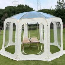 Tenda a scomparsa trasparente, tenda da campeggio impermeabile a cupola, gazebo a scomparsa, tenda a cupola a forma di bolla per esterni, per 4-6 persone, per ristoranti e campeggio. - Beige - Visualizzare 5