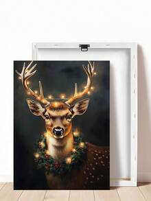 1pc Vintage Christmas Majestic Reindeer With Christmas Wreath Crown Canvas Poster Wall Art Christmas Ornaments Reindeer Art Poster, Christmas Wall Art, Bedroom Decor, Living Room Decor, Office Decor, Dining Room Wall Decoration, Kitchen Decor, Study Room, Corridor, Dormitory Decoration, Bathroom Decor,Ideal Gift For Friends, Wall Arts, Wall Decor, Home Decor, Room Decor, Canvas Wall Art, Posters, Wall Art With Frame, Optional Frame Christmas Decorations