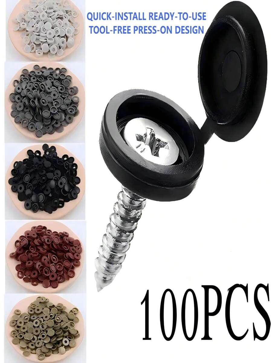 100 piezas Tapas de plástico con tornillos - Tapas decorativas con cabeza en cruz, nivel 5 a prueba de polvo para organización del hogar y la oficina - Ocultadores y organizadores para cabezas de tornillos