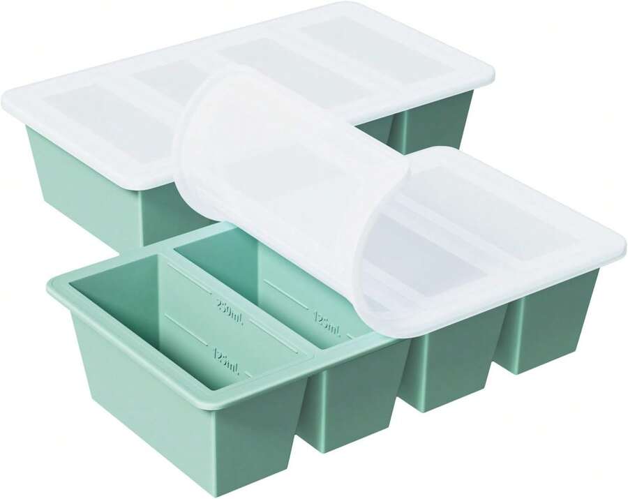 Silicone Freezer Tray For Sauce Cube:  Silicone Freezing Tray For Soup Storage - Freeze 250mL 125mL Souped Broth Portion,9830778 - 青檸色 - 查看 1