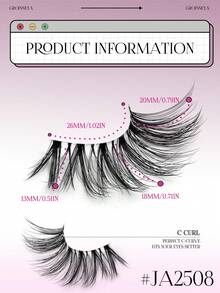 GROINNEYA 10 Cặp lông mi giả siêu dày và mềm mại, lông mi dài có dải trong suốt, lông mi giả lông chồn 3D kiểu mắt mèo, tạo lớp trang điểm tự nhiên và dày dặn (JA2508), lông mi dạng dải - màu đen - Xem 4