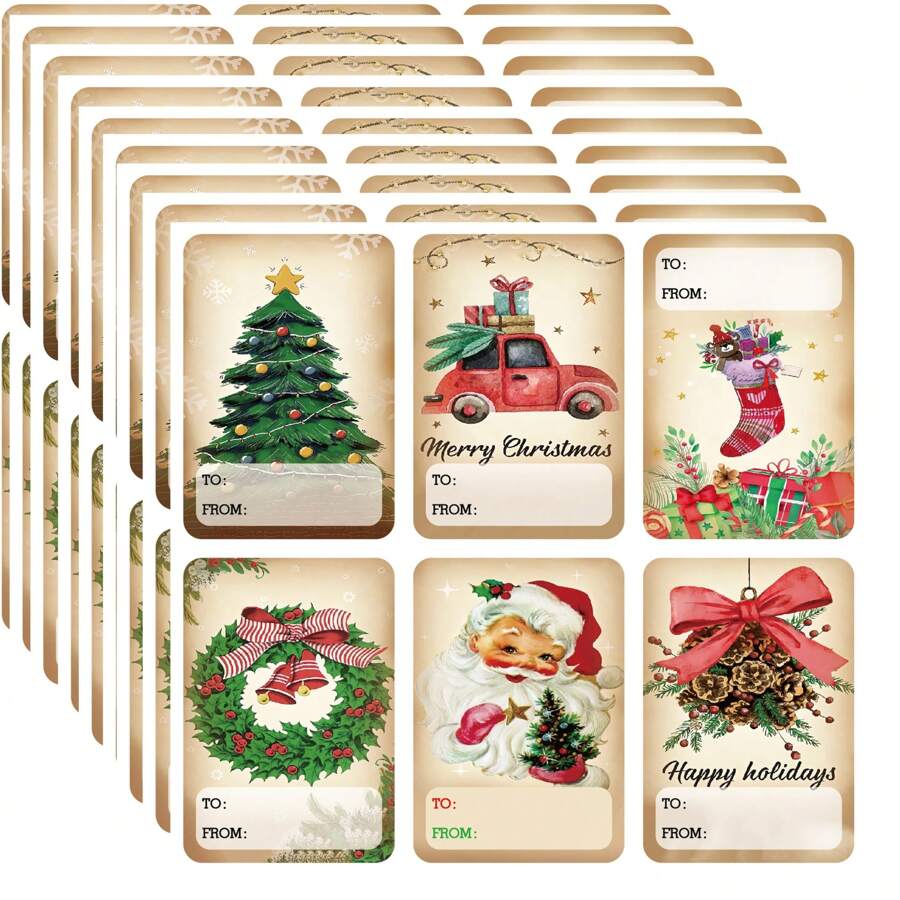 90pcs Self-Adhesive Paper Christmas Holiday Labels/Stickers For Gift Wrapping Home Decor Christmas Decorations Room Decor Winter