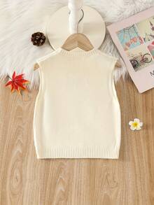 Young Girl' Pullover Sweater Vest Knit Cardigan, Casual Comfortable Sweet, Suitable For Party, Outing, Picnic, Shopping, School - White - View 2
