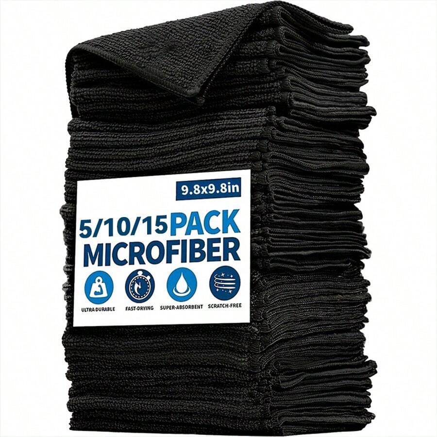 15/10/5 - Kitchen Cleaning Cloths, Microfiber Black Cleaning Cloths Set, Absorbent And Soft, Stain Removal Cloths For Cleaning Glass, Cooking Counters, Pots, Bows, Faucets, Range Hoods, Car Wipe Cleaning Cloths, Kitchen, Bathroom, Home, Black Home Cleaning Multi-Color Soft Quick-Drying Absorbent Cleaning Set