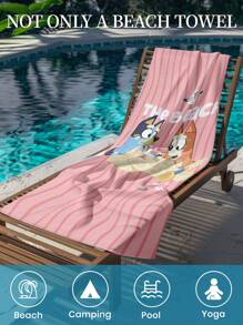 Bluey 1 件蓝色沙滩巾、海鸥和蓝色图案游泳巾、浴巾、时尚风格沙滩巾、超强吸水浴巾，适用于浴室、游泳、健身、瑜伽、柔软舒适的超细纤维毛巾、轻便便携、防风防晒、防沙，适合夏季旅行、度假浴室装饰，建议常规尺寸和更大尺寸，（35 * 75 厘米小尺寸毛巾，建议 150 厘米或以上） - 彩色 - 查看 9