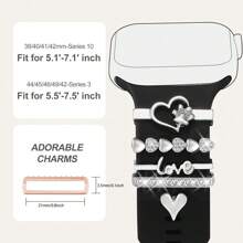 4 件锌合金心形 Apple 手表表带装饰 兼容 38/40/41/42/44/45 毫米智能手表 - 金色 - 查看 4