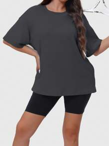 SUPEKYKO 大码女式短袖T恤 - 宽松运动上衣，适合健身、瑜伽和休闲穿着 | 四季皆宜