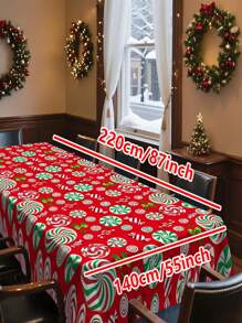 1/20 Stück Rote Weihnachts-Candy-Candy-Themen Tischdecke - Candy-Candy-Cane-Design Tischdecke, geeignet für Weihnachten, Feiertage, Winter, Küche, Abendessen, Familie, Party, Feiertage, Geburtstagsdekoration