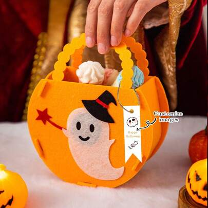 Customized Halloween Candy Bags, Customized Cards, Halloween Candy Bags, "Trick Or Treat", Halloween Decoration Treat Bags, Gift Scene Decor Props, Pumpkin Shaped Candy Bags, Gift Bags, Halloween Packaging Bags, Party, Restaurant, Event, Gift Giving, Gift Cards, Thank You Cards