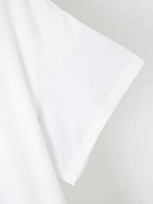 Kirschprint & Text Grafik Weißes Kurzarm T-Shirt, geeignet für den Tag der Toten, Schulanfang, beliebt im Sommer & Herbst