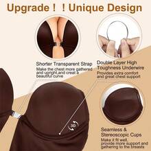 Backless Women Shapewear Bodysuit Built-In Bra U Plunge Tummy Control Shaper Thong Corset Lingerie Underwear Invisible Deep V Bras Under Wedding Dress - 巧克力棕 - 查看 3