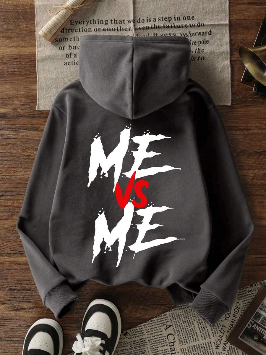 Tween Boy Thermal Lined Hooded Sweatshirt, Warm Long Sleeve Top For Kids, Youth Street/Casual/Stylish/Daily/Sports/Fashion/School Wear, Suitable For Autumn/Winter - Dark Grey - View 1