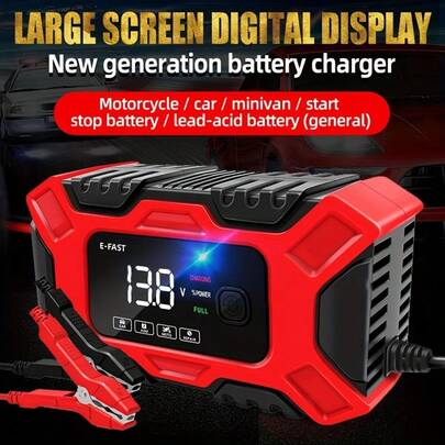 Cargador De Baterias Inteligente Para Auto,Moto 12V/6A ,para automóvil y motocicleta, cargador de baterías de reparación por pulsos, pantalla digital LED inteligente., cargador de coche inteligente, batería de coche, mantenedor de batería,para baterías de plomo-ácido,para Automóviles, Camiones y Motocicletas
