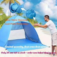 UPF 50+ Portable Beach Tent With 6 Pegs, Lightweight And Durable, Effective Sun Shade, Perfect Gift For Christmas, Halloween, Thanksgiving. Oval-Shaped UV-Blocking Beach Canopy, Suitable For Family Beach And Outdoor Activities, Available In Various Vibrant Colors, Fashionable Design, Easy To Set Up, Essential Summer Sun Protection Accessory. - Multicolor - View 5