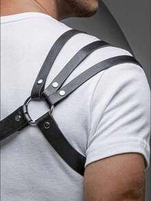 Men's Leather Harness - Adjustable Shoulder Strap Chest Harness - Handmade Genuine Leather Body Accessory - Gothic Punk Festival Outfit For Men For Going Out Outfit Wedding Party And For Gift Halloween Accessories, Halloween Costumes Autumn-Winter Accessories Halloween Costume,Suitable For Teens, Youth,Men,Casual, Outdoor, Athletic, Vacation, Graduation Gifts, Birthday, Daily Wear - Black - View 4