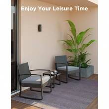 3 Pieces Patio Furniture Set Rocking Bistro Set Outdoor Rattan Conversation With Coffee Table For Garden Balcony Backyard Poolside