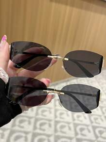 1 件/2 件/3 件女士时尚 Y2K 别致金属无框弧形前卫时尚眼镜，适合旅行、驾驶、时尚