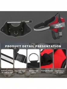 Customizable Reflective Dog Harness Leash Set, Adjustable Pet Chest Vest With Personalized Name & Phone Number Patch, Polyester, Striped Design, Washable Dog Harness,Christmas Gift Supplies - Multicolor - View 6