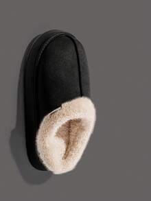 Pantuflas suaves y cálidas de felpa unisex, con forro de tela gruesa y suela de EVA, zapatos de interior/exterior para invierno, adecuados para hombres y mujeres, asequibles, diseño clásico y sencillo, regalo perfecto