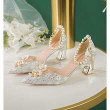 Women Pumps - 銀色粗跟7厘米 - 查看 5