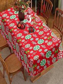 1/20 Stück Rote Weihnachts-Candy-Candy-Themen Tischdecke - Candy-Candy-Cane-Design Tischdecke, geeignet für Weihnachten, Feiertage, Winter, Küche, Abendessen, Familie, Party, Feiertage, Geburtstagsdekoration