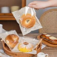 100Pcs Best Choice For Storing Baked Goods! Special Packaging Bag For Sealing And Preservation, European Style Design Suitable For Baking Shops And Household Kitchens, Clean And Non Stick Without Residue, Ensuring Both Preservation And Storage - Clear - View 8
