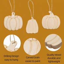 1 Stück unfertige Holz-Kürbis Hängedekoration für Halloween Party Dekoration