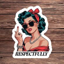 1PC Respectfully Sarcastic Sticker, Adult Humor Funny Laptop Decal, Retro Pin-Up Girl Water Bottle Vinyl, Sassy Attitude Car Decal, Humorous Gift For Friends, Bold Statement & Vintage Aesthetic Decor For Journals, Phones & All Your Confident Expressions - Multicolor - View 11