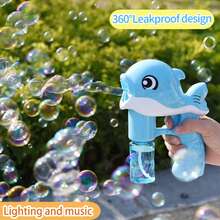 Whale Handheld Fully Automatic Bubble Gun Bubble Blower Summer Toys Indoor And Outdoor Must-Have Toys Easter Birthday Party - 藍色 - 查看 3