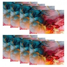 1/4/6/8/12 件亚麻餐桌垫，可水洗印花餐垫，表面保护垫，室内外餐桌垫，适用于节日派对、厨房餐桌装饰 - 彩色 - 查看 32