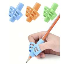 1 pièce/2 pièces Outil d'écriture à double prise en silicone, correcteur de posture d'écriture, prise de stylo en silicone souple et colorée pour enfants, étudiants, dispositif de correction de la posture d'écriture, protecteur de doigt