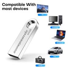 Supersonic 超音速USB闪存盘 16GB 32GB 64GB 128GB USB2.0 U盘 金属U盘 外置存储棒 适用于PC - 銀色 - 查看 6