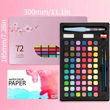 36-Color Metal Box-Encased Creative Multi-Color Solid Watercolor Pigment Set, For DIY Hand-Painted Watercolor, Greeting Cards, Gift Decoration, Party Favors, Card Making, Stationary Supplies,  A Color Painting Toolkit (Watercolor Paper, Pencil, Watercolor Pen And Fountain Pen) - 36水彩黑色 - 查看 9
