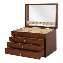 4 Schicht Schmuckkasten Holz Schmuckschatulle, 30x20x20.6cm Schmuckaufbewahrung Schmuck Vitrine Für Ringe, Ohrringe, Armbänder, Halsketten, Geschenk