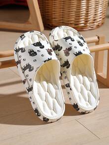 Women's Cute Dachshund Print EVA Slippers, Plus Size 48-49 Men's Outdoor Soft Sole Funny Sandals, Couple's Cushioned Slip-Resistant Bathroom Slippers - White Dachshund - View 2