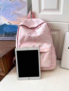 1 Stück süßer Cartoon Kinderrucksack Kindergarten Schüler Schultasche Spielzeug Rucksack vielseitig leicht tragbar mit Reißverschluss verstellbarem Gurt für täglichen Quadratischen Rucksack für Reisen Urlaub Outdoor Einkaufen Geburtstag Schulen, Geschenk für Ihre Tochter Geburtstagsgeschenke, einfarbig Nylon Cartoon Farbe Liebe Graffiti Muster, neues Design, modische lässige Tasche für Schülerin, Beste Freundin, junge Kinder Reisezubehör