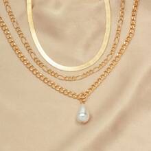 Gold Plated Pearl Necklace With Multiple Layers Of Personalized Snake Bone Collarbone Chain For Women