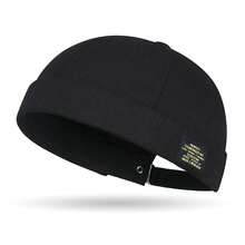 Gorro sin ala para hombres y mujeres, gorro clásico de algodón de Color sólido con cuentas, gorro de Hip Hop para actividades de ciclismo al aire libre - Negro - Ver 2