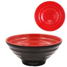 Kit Of 2 Oriental Bowls 750ml Round Melamine Bowl For Ramen Broths - Black / Red - View 5
