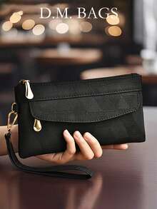 New Women Casual Versatile Handbag, Fashion Simple Commuter Wallet Purse Phone Pouch, Korean Zipper Small Square Bag, Horizontal Middle-Aged Mom Tote Bag For Shopping