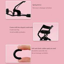 1pc Portable Eyelash Curler With Comb + 10pcs Silicone Pads, Black Handle Eyelash Curler, Non-Damaging, Easy To Curl Lashes, Suitable For Daily Makeup Eyelash Curling,Makeup,Cheap,Room Decor,Vanity,Travel,Bedroom,Makeup Accessories,Eyelash Curler,Cheap,Stocking Stuffers,Makeup,Makeup Tools,Cheap Stuff,Gifts,Gifts For Women,Christmas Gifts - Black - View 3