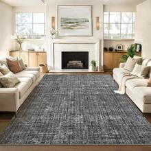 Modern Washable Solid Kitchen Printed Area Rug Easy To Clean Home Aesthetic Decor Carpet Stain Resistant Non Shedding Floorcover Low Pile Thin Soft Entrance Runner Rug Non Slip Bordered Mat Throw Rug For Living Room Dinning Room Bathroom Bedroom Laundry - 深灰色 - 查看 3