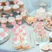 15/30 件闪光心形纸杯蛋糕装饰甜蜜爱情主题心形蛋糕挑选装饰婚礼订婚新娘送礼会生日情人节派对装饰